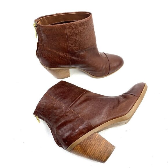 Bandolino Joined To Me Leather Ankle Booties Rear Zipper Western Heel Brown 8M - Picture 5 of 15